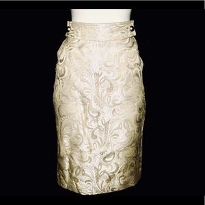 HALE BOB   CHAMPAGNE WHITE AND SILVER LUREX  SKIRT